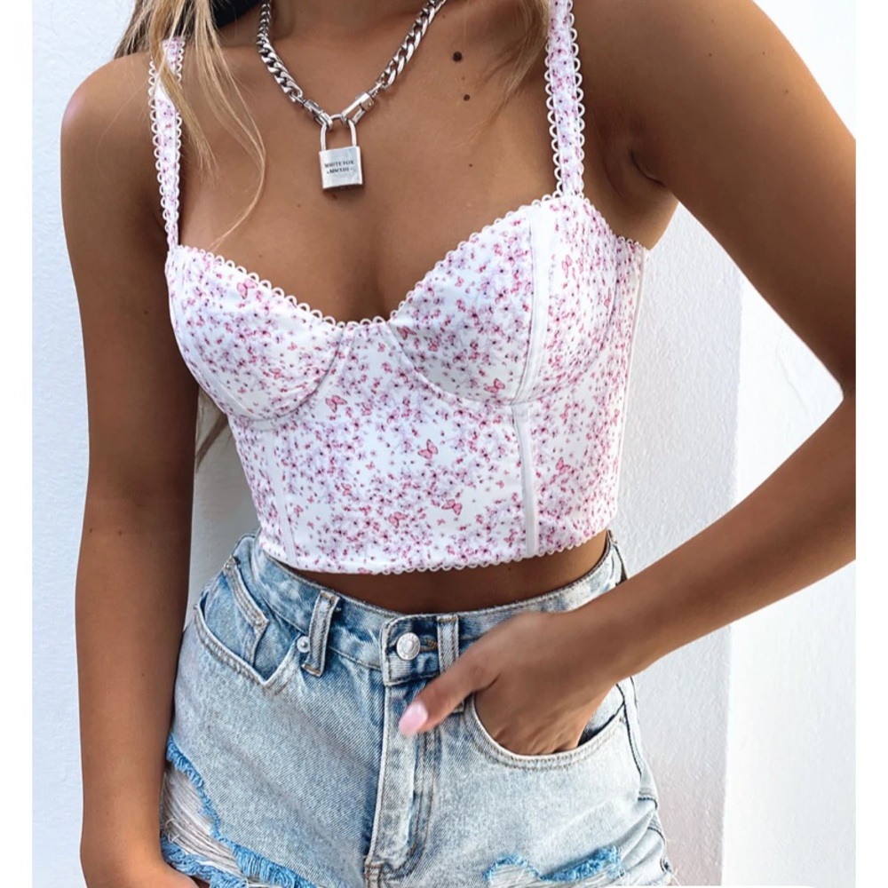 White Fox Butterfly Bustier Top